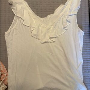 Lilly Pulitzer White Ruffled Sleeveless Blouse